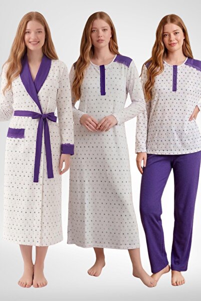 Mecit Pijama طقم ملابس نوم نسائية من Mecit 6360 باللون الأرجواني