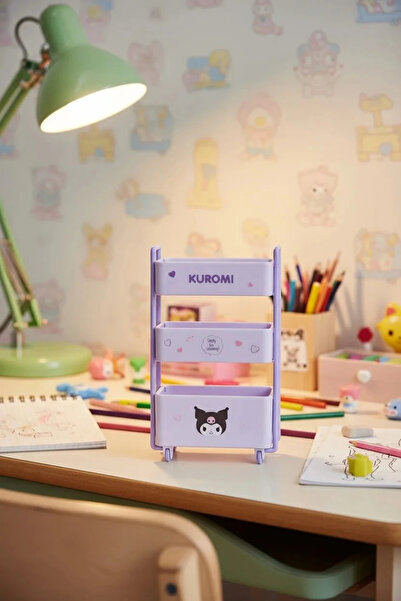 SANRIO Lisanslı Kuromi Tekerlekli El Arabası Masa Üstü Organizer