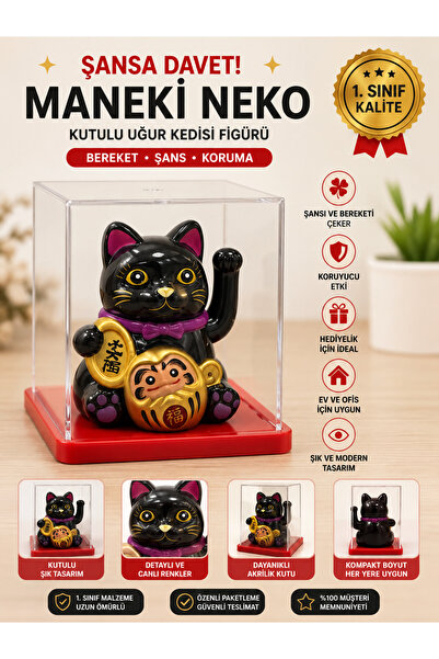 Store Güneş Enerjili Sallanan Şans Kedisi Maneki Neko Dekoratif Japon Bereket...