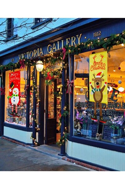 Yelajoy Christmas Wreath Hang Flag, 87x55cm, Outdoor Decoration for Garden Ho...