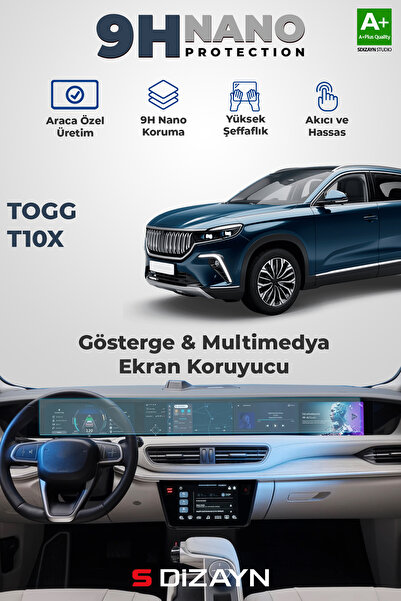 S Dizayn S-Dizayn Togg T10X 9H Nano Gösterge & Multimedya Ekran Koruyucu 2'Li...