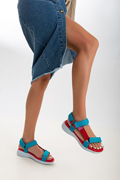sandal spor Γυναικεία κοντότακουνα άνετα αθλητικά σανδάλια με Velcro και σόλα...