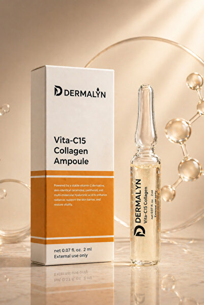 DERMALYN 1 Adet Kolajen Artırıcı C Vitamini Cilt Aydınlatıcı Leke Karşıtı Ampul Serum Dermaroller Dermapen