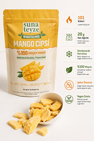 Suna Teyze Mango Kuru Meyve Cipsi - Dondurularak Kurutulmuş Freeze Dried Çıtır Mango