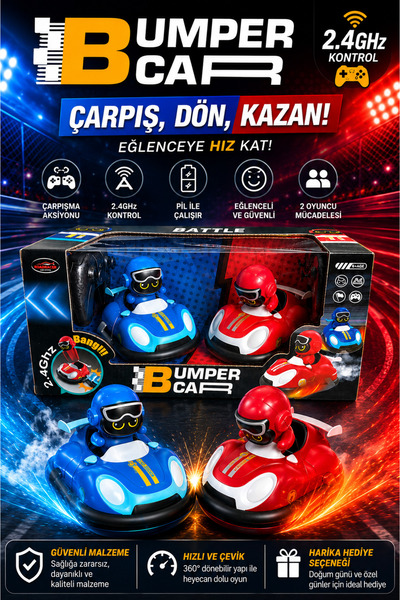 İlknurtoys Uzaktan Kumandalı 2'li Çarpışan Araba Seti