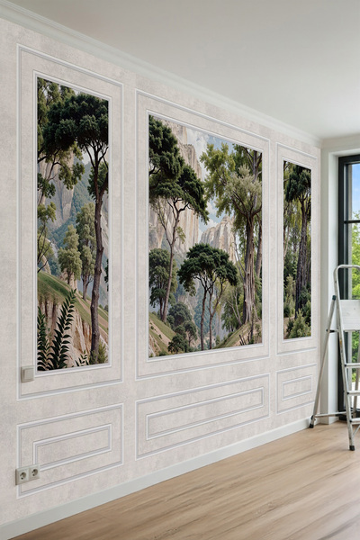 dreamwall Duvar Çıtası ve Kayalık Dağ- Orman Manzaralı Klasik Tekstil Duvar K...