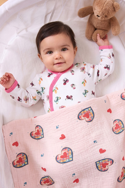 WSENDA 100% Cotton 4-Layer Special Woven Muslin Patterned Baby Blanket Si