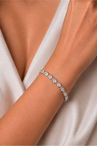VİYA Heart Shine Su Yolu Bileklik – Kalp Taşlı Luxury Zirkon Zarif Model 17 cm