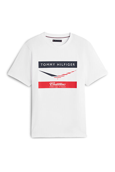 Tommy Hilfiger Beyaz Erkek Regular Fit Logo Baskılı T-Shirt MN0MN00101YBR
