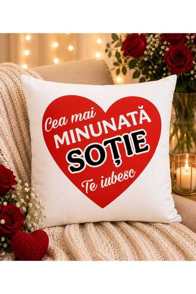 OEM Pernă Personalizată ,,Cea mai minunată Soție,,- Cadou Soție