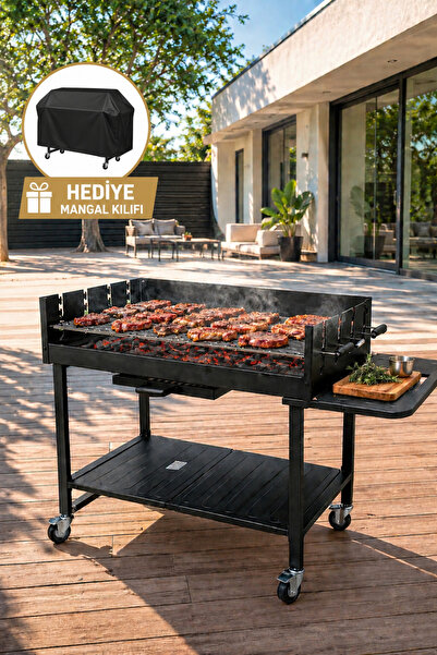 Padilon Pro Lüks Dev Kömürlü Mangal Barbekü Arabası Hediye Koruyucu Örtü 137 ...