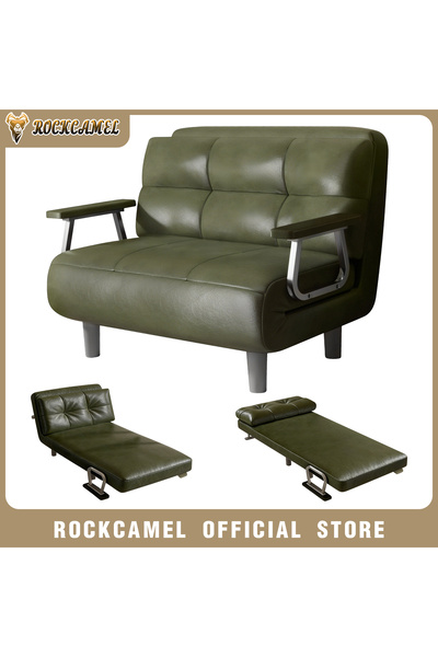 ROCKCAMEL أريكة جلدية مشمعة 3 في 1 مع وضعيات قابلة للتعديل