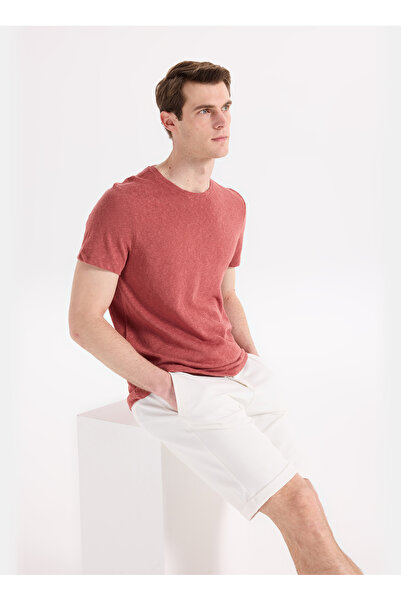 Fabrika Kiremit Erkek Slim Fit Flamlı T-Shirt F6SM-TST 2900