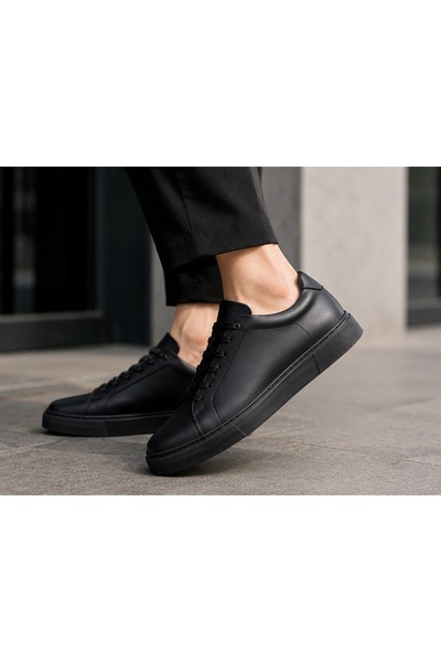 ENDEMRE EL YAPIMI HAKİKİ DERİ SİYAH ERKEK SNEAKERS AYAKKABI