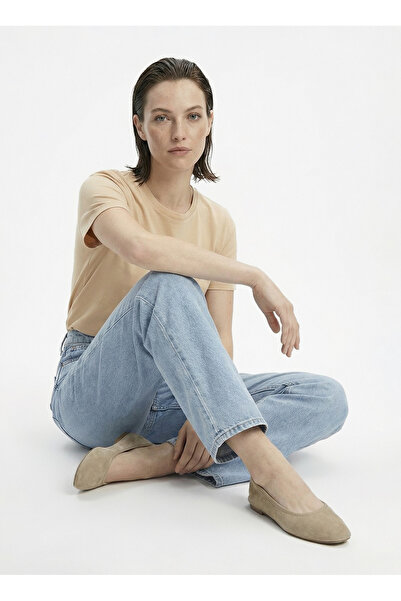 Fabrika Bej Kadın Regular Fit T-Shirt TENGIZ-Y