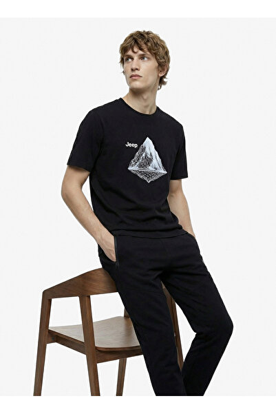 JEEP Siyah Erkek Relaxed Baskılı T-Shirt J6SM-TST7318