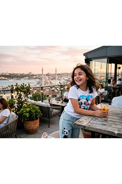 Hilal Akıncı Kids Devojčice Sa deznom Majica Panda Štampano Farmerke Pantalon...
