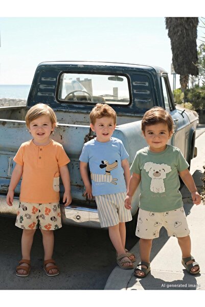 Civil Baby Köpek Baskılı 3'lü Set 6-18 Ay Takım - Standart 6-9 Ay