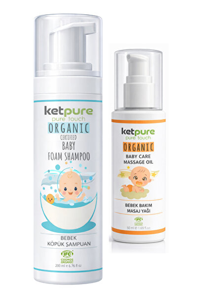 ketpure Organik Bebek Bakım Seti - Köpük Şampuan ve Bakım - Masaj Yağı