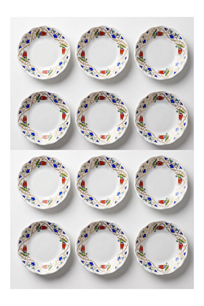 AiroBazar Porcelain Tea Plate with Tulip Motif, Traditional Tulip Pattern Cof...
