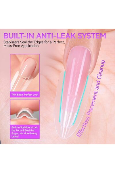 Remy Belle Sandwich Nail Dual Forms for Builder Gel - 240Pcs 15 Sizes for DIY Extension Oval/Almond