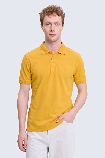Hatemoğlu Yellow Regular Fit Polo Collar 100% Cotton T-Shirt