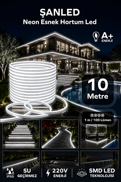 ŞANLED NEON Esnek Hortum Şerit Led BEYAZ rengi + 220V Fiş/1,2,3,4,5,10,15,20,...