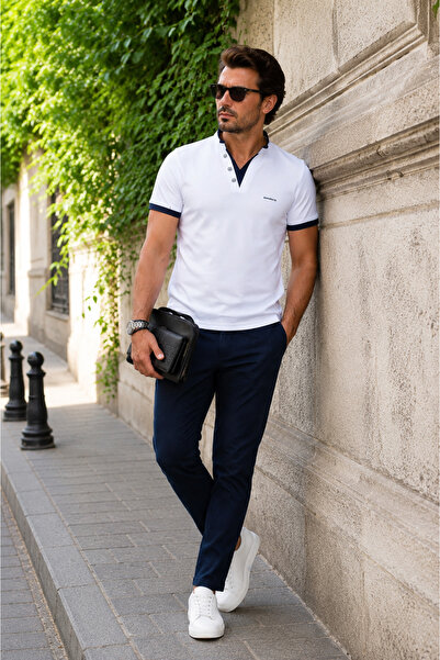 DABİS Erkek Slim Fit Polo Yaka Tişört V Yaka Model Yumuşak Dokulu Şık Günlük ...
