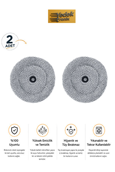 Roborock S8 MaxV Ultra Uyumlu 2’li Kenar Mopu | Robot Süpürge Mikrofiber Mop ...