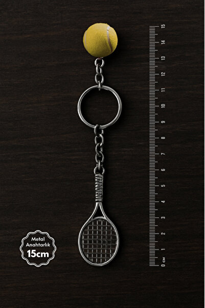 Bimotif Metal raket ve tenis topu anahtarlık Sarı