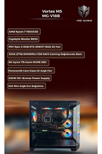 OEM MOD GAMING VORTEX AMD Ryzen 7 7800X3D | RTX5060Ti 16GB | 32GB RAM | 1 TB ...