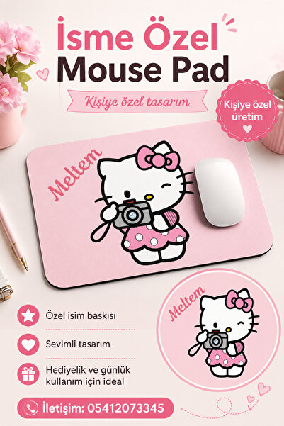 Morinna Kişiye Özel İsimli Hello Kitty Temalı Dikdörtgen Mouse Pad 23x19cm MP-02