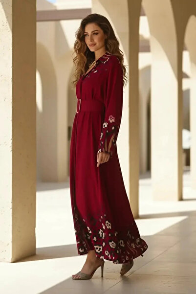 ABBRA Women's Loose 100% Viscose Summer Dress with Belt Pocket Detail