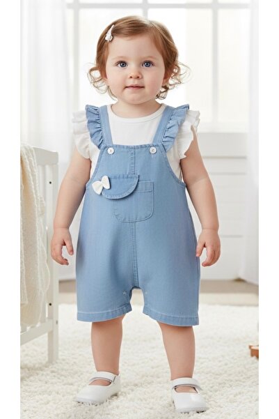 Ruffle Sleeve Detailed Pocket Bottom Snap Jumpsuit Set