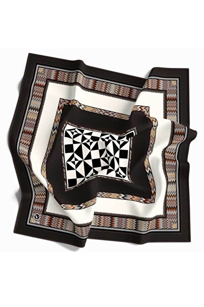 VİOLLA Kristal Geometrik Desenli Kahverengi - Bej Renkli 90x90 Dikim Şekli : ...