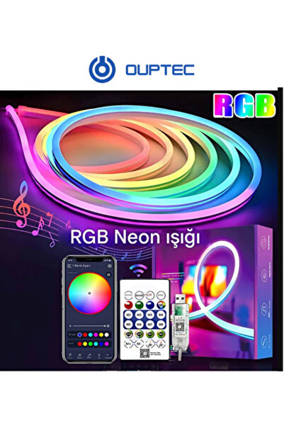 Ouptec Rgb Neon Led Telefon Kontrollü Sese Ve Müziğe Duyarlı Esnek SU GEÇİRME...