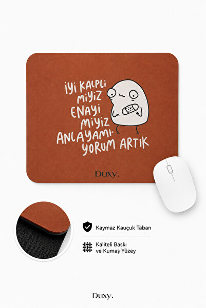 Duxy Esprili Mouse Pad, 23x19 cm, Kaymaz Taban, Ev, Ofis ve Oyun için Rahat v...