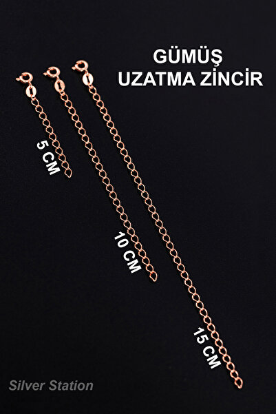 Silver Station Rose Renk Gümüş Kolye Ek Uzatma Zinciri, Bileklik Uzatma Zinci...