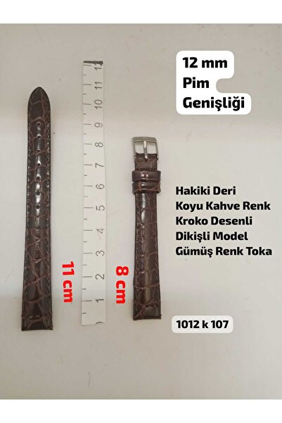Brality 12 mm Compatible Watch Strap - Genuine Leather - Dark Brown Color Cro...