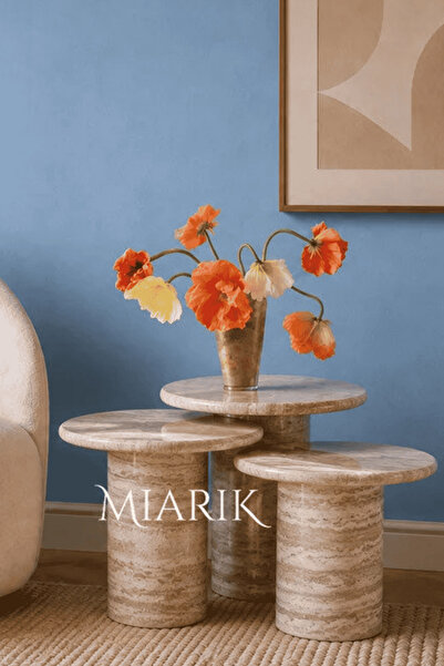MIARIK DESIGN TRAVERTEN MERMER YAN SEHPA , MASA , ORTA SEHPA , ZİGON
