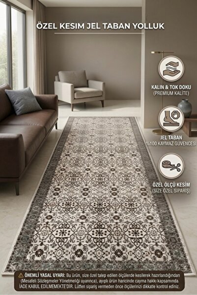 ALADAĞ HOME Etnik Desenli Merinos Jel Taban Halı Kaymaz Taban Özel Ölçü Kesim...