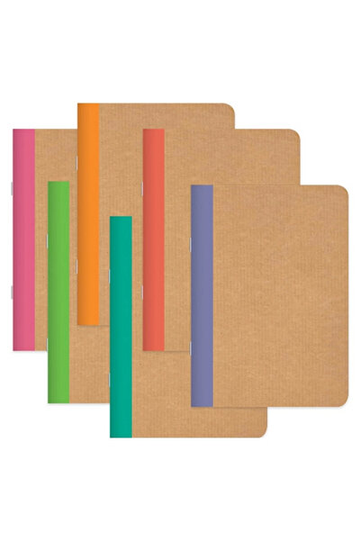 KESKİN COLOR مجموعة دفاتر ملاحظات بغطاء كرافت مخططة بألوان حادة مكونة من 6 قط...