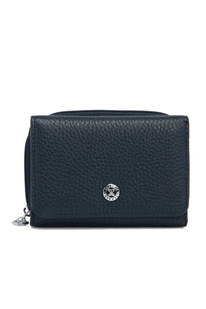 Tergan Navy Blue Genuine Leather Women's Wallet - S1Cb00005798-A38
