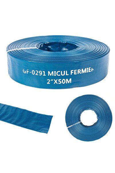 micul fermier Furtun plat din PVC de 2 țoli, 50 de metri, pentru evacuare apă.