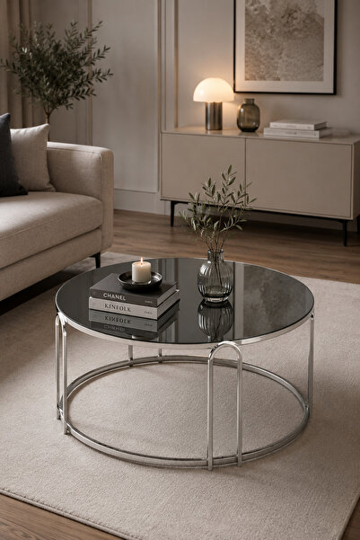 SEDAŞ LIVING UNITS Salon Orta SEHPA Füme AYNALI Ayna LENKA (Gümüş) Metal Ayak...