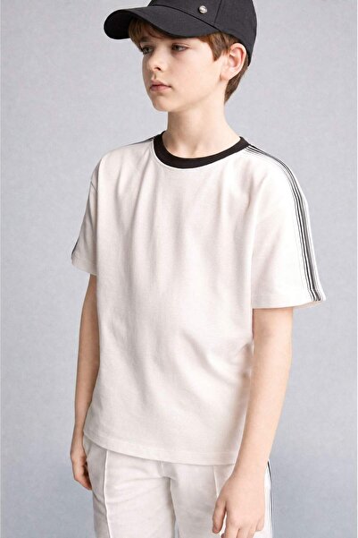 DeFacto Oversize T-shirt με λαιμόκοψη πικέ και κοντό μανίκι για αγόρια H4288A...