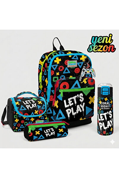 Coral High Kids Patterned 4-Piece School Bag Set