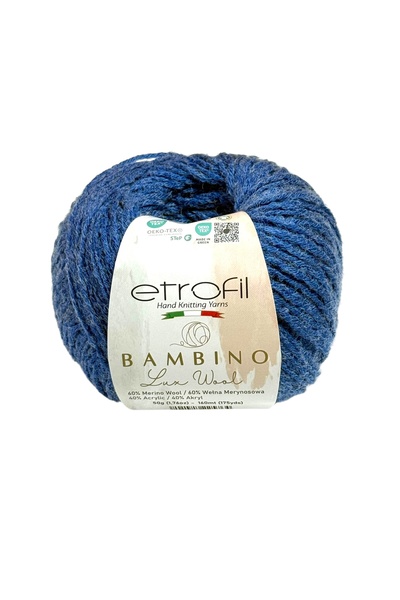 Etrofil Bambino Lux Gök Mavisi Yumuşak Örgü İpi %60 Merino Yünü %40 Akrilik 5...