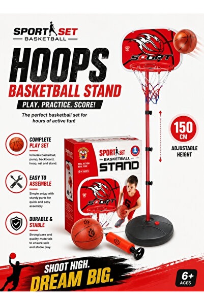Premium Kids Adjustable Basketball Stand Set Height Adjustable Hoop Ball Pump
