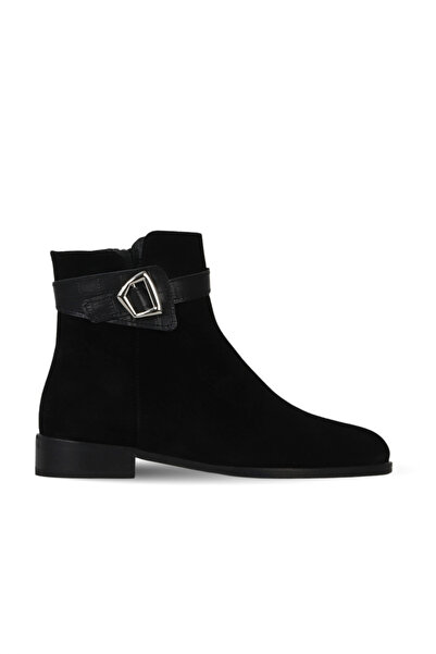 Bueno Shoes Black Suede-Crocodile Women's Heeled Boots 33Wb18515